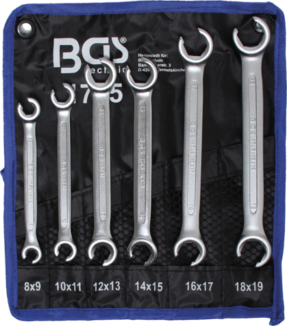 Klíče na převlečné matice 8x9 - 18x19 mm, 6 dílů BGS101745