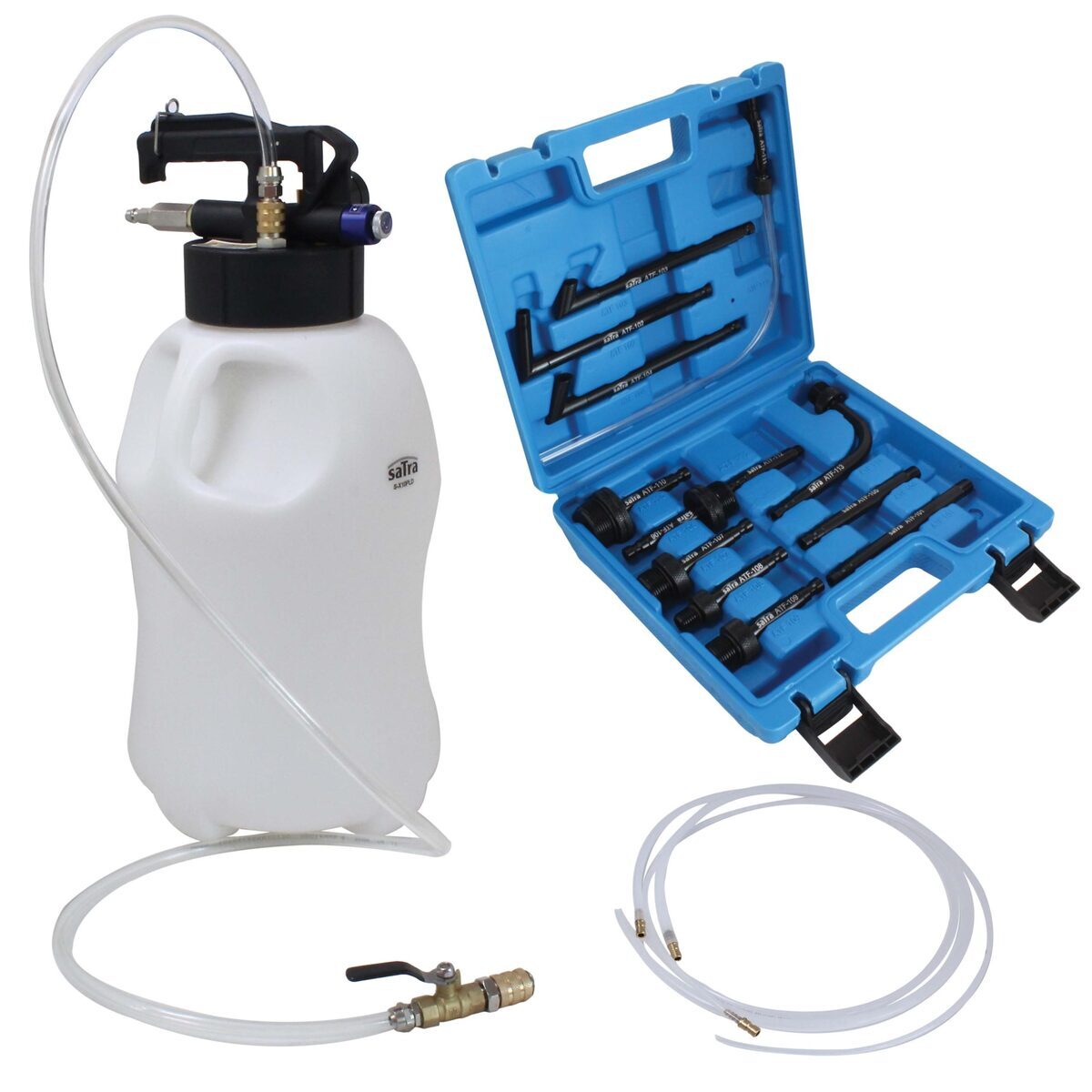 Pneumatická plnička a odsávačka oleje automatických převodovek, s adaptéry, 10 l