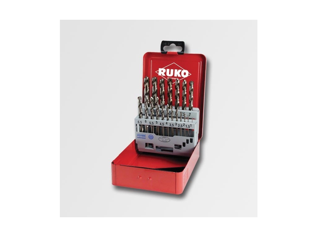 Sada vrtáků RUKO  HSS-Co 19 dílů v kovovém pouzdru