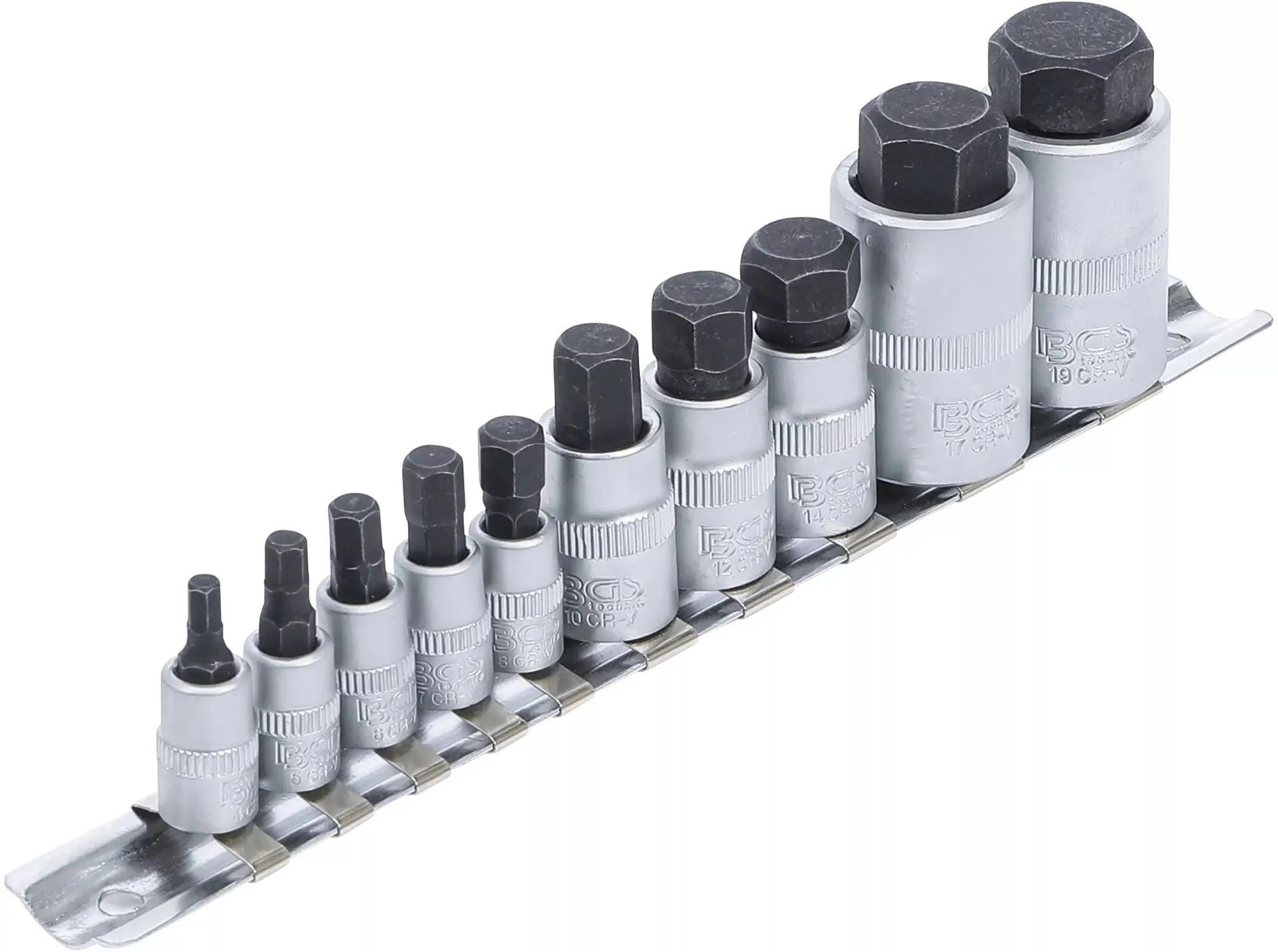 Zástrčné hlavice 6hranné 4 ÷ 19 mm BGS105099, extra krátké. Sada 10 dílů (BGS105099)