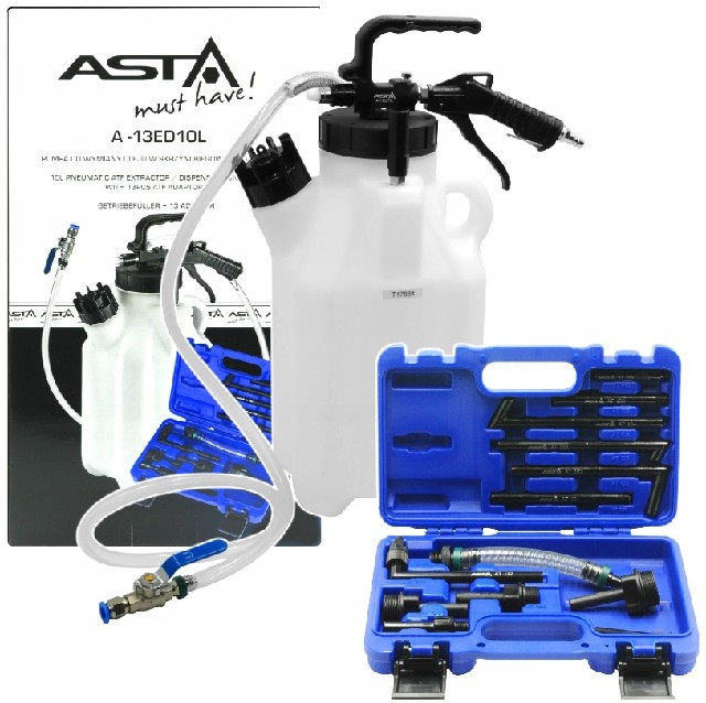 Pneu plnička a odsávačka oleje ATF do automatických převodovek s adaptéry ASTA