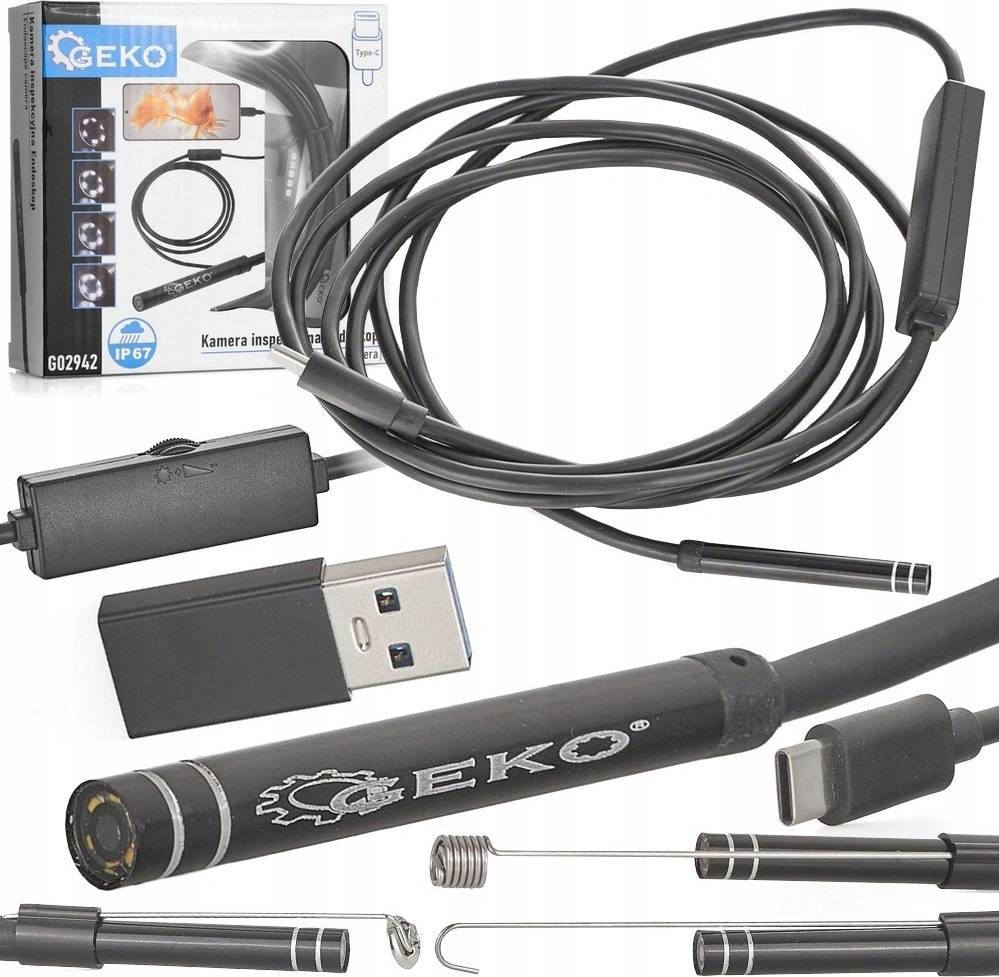 Inspekční endoskop s kamerou, vodotěsný, kabel 2 m, pro Android