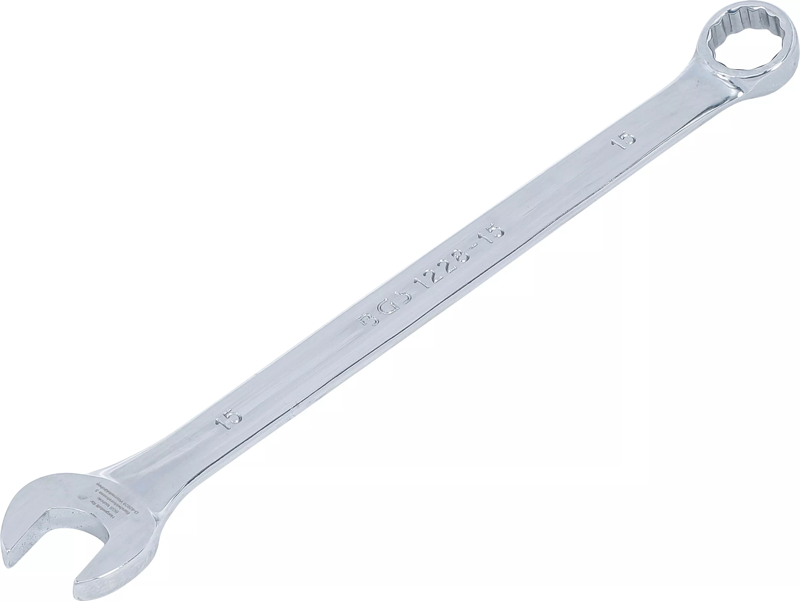 Očkoplochý klíč 15 mm BGS101228-15, extra dlouhý, leštěný