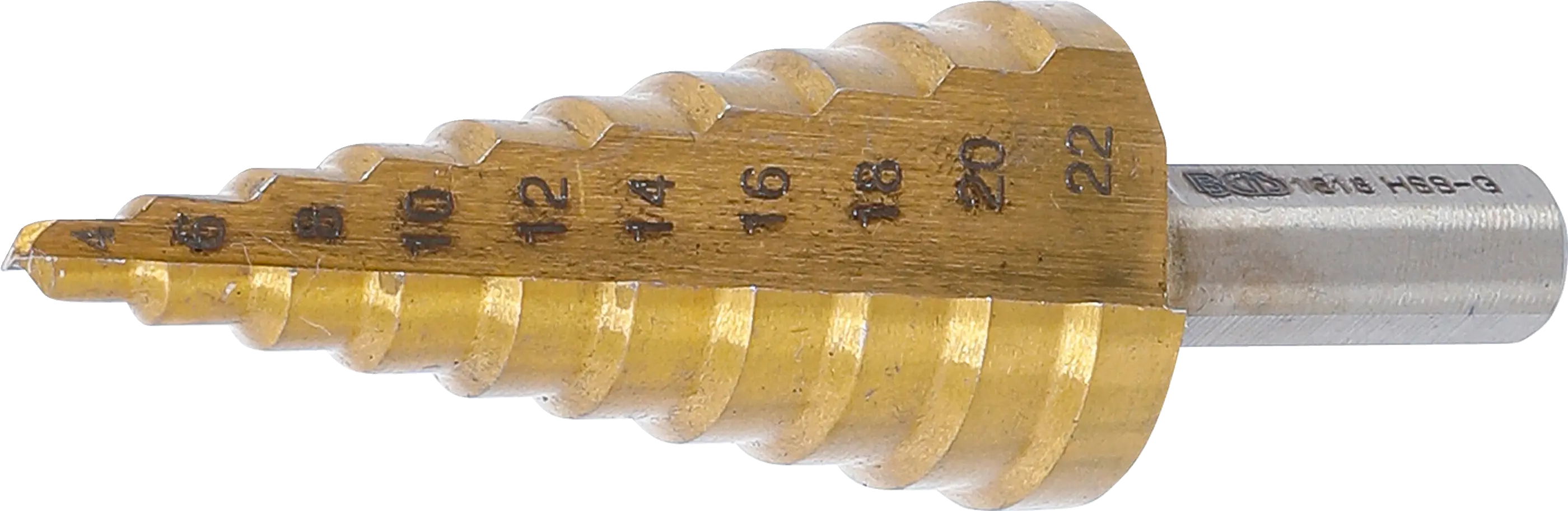 Stupňovitý vrták HSS průměr 4 ÷ 22 mm BGS101618 s TiN povrchem