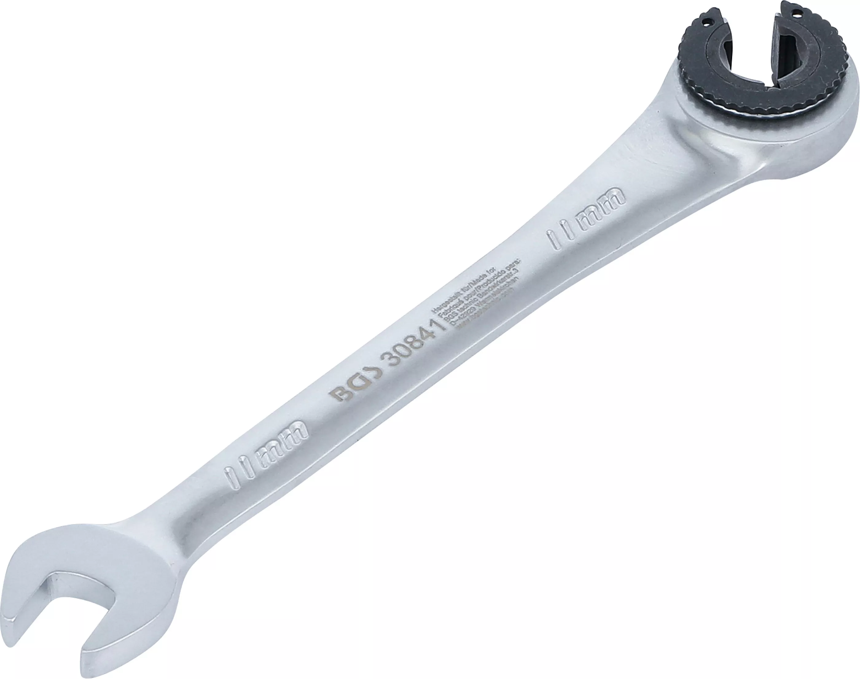 Otevřený očkoplochý klíč 11 mm s ráčnou BGS1030841 pro převlečné matice