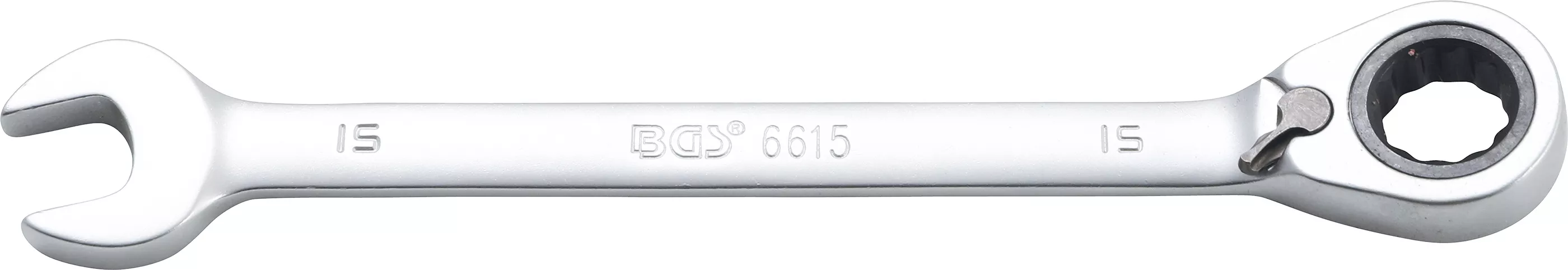 Očkoplochý ráčnový klíč 15 mm BGS106615, přepínatelný