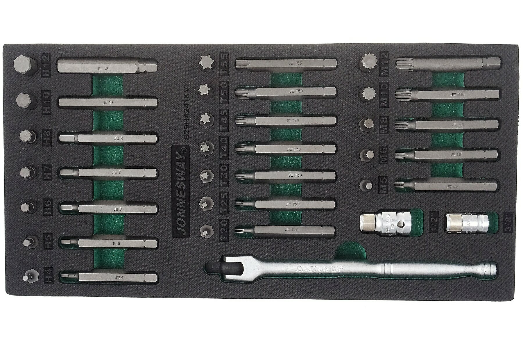 Modul pěnový - bity Imbus, TORX a XZN (Spline), sada 41 ks - JONNESWAY