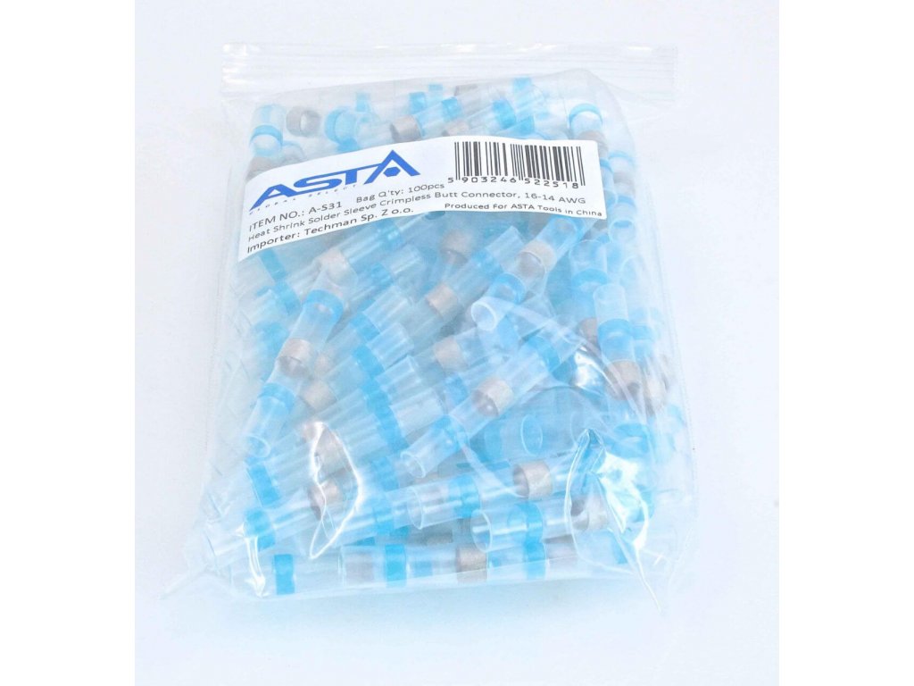 Smršťovací hadičky s cínem, 4,5x40 mm 100 ks modré,  ASTA 