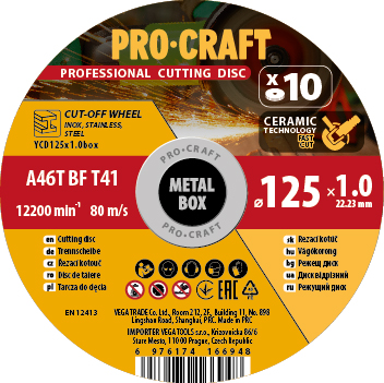 Sada řezných kotoučů Procraft YСD125x1.0b - 10ks