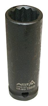 Hlavice nástrčná úderová 1/2" 19 mm, 12hranná, prodloužená 78 mm ASTA