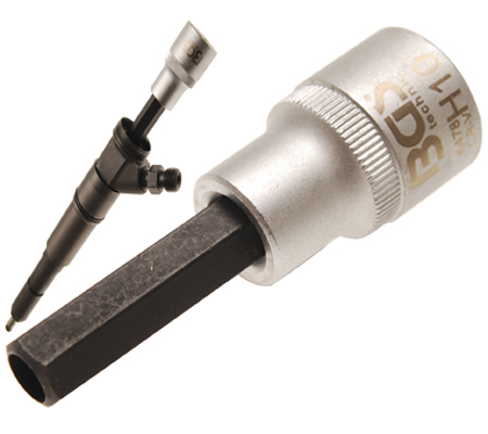 Hlavice nástrčná 1/2" pro injektory 10 mm, s vrtáním BGS104478