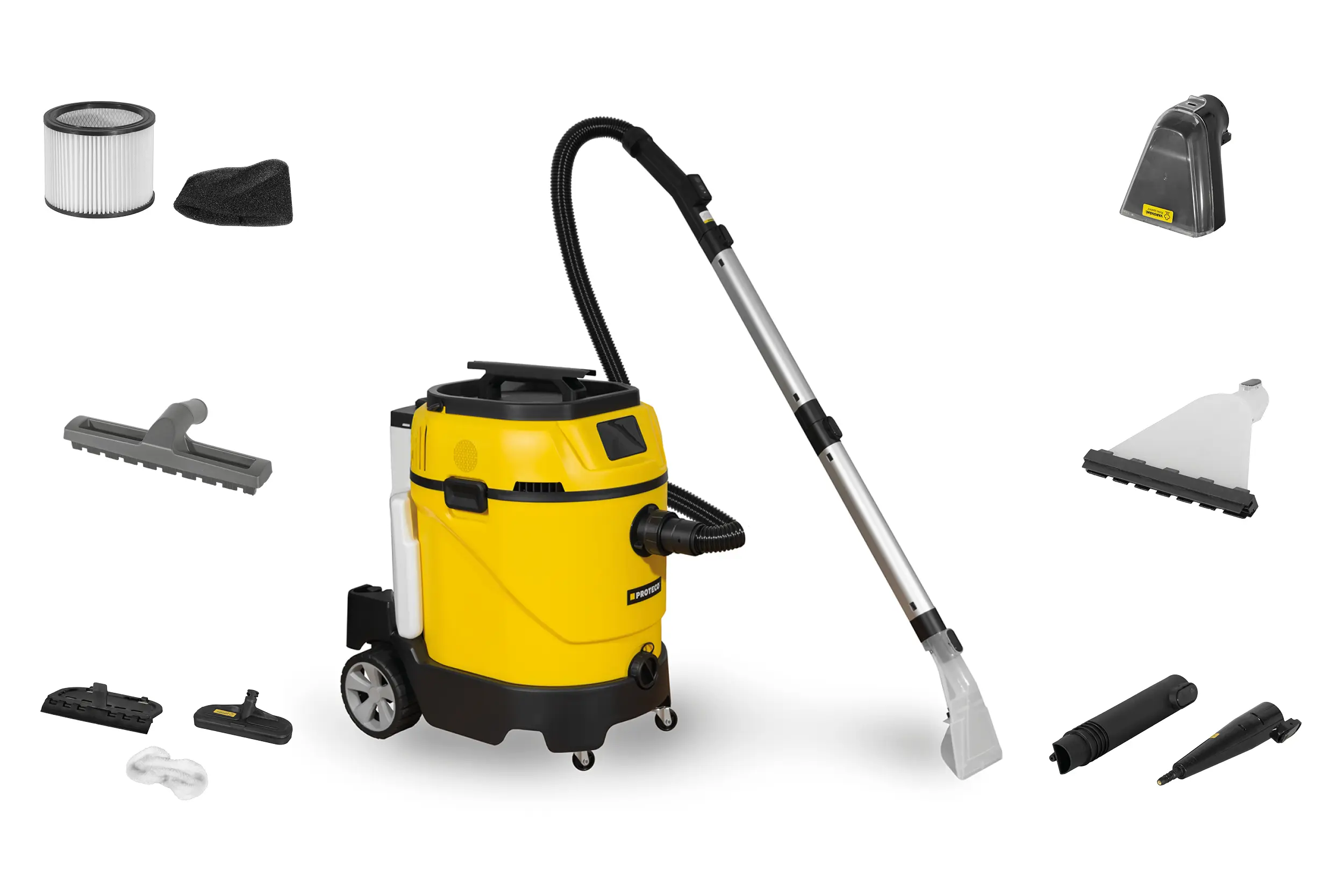 Parní čistič 4V1 PREMIUM | tepovač, průmyslový vysavač | 2800 W, Proteco 51.14-CP-2800-PR