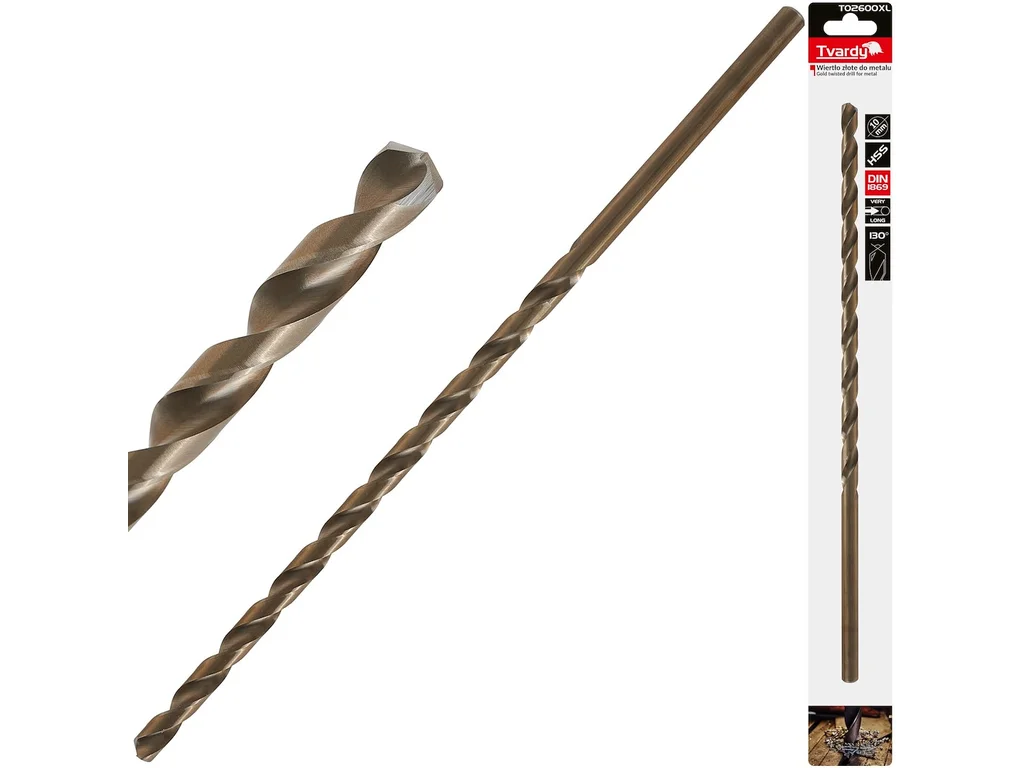 Dlouhý HSS DIN1869 10,0 x 340 mm zlatý kovový spirálový vrták 